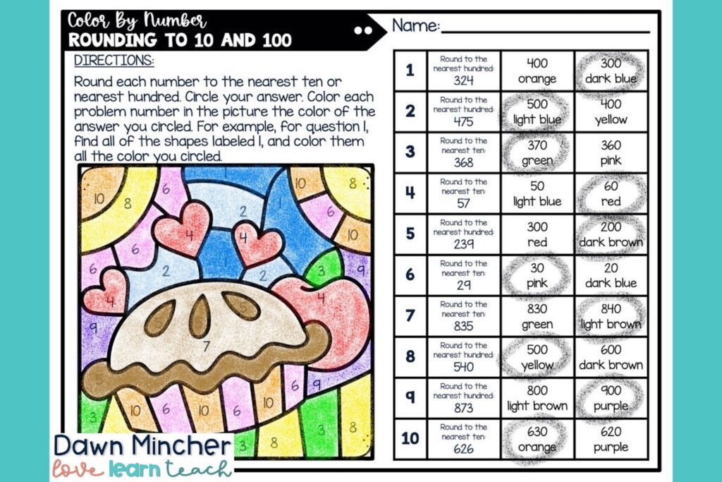 Math Color-by-Number Activities Example Page