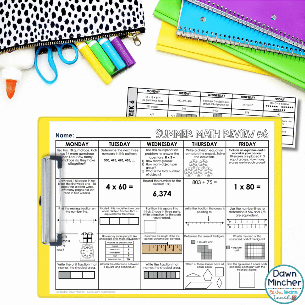 Summer review packets are a great incentive for students returning to school in fall.