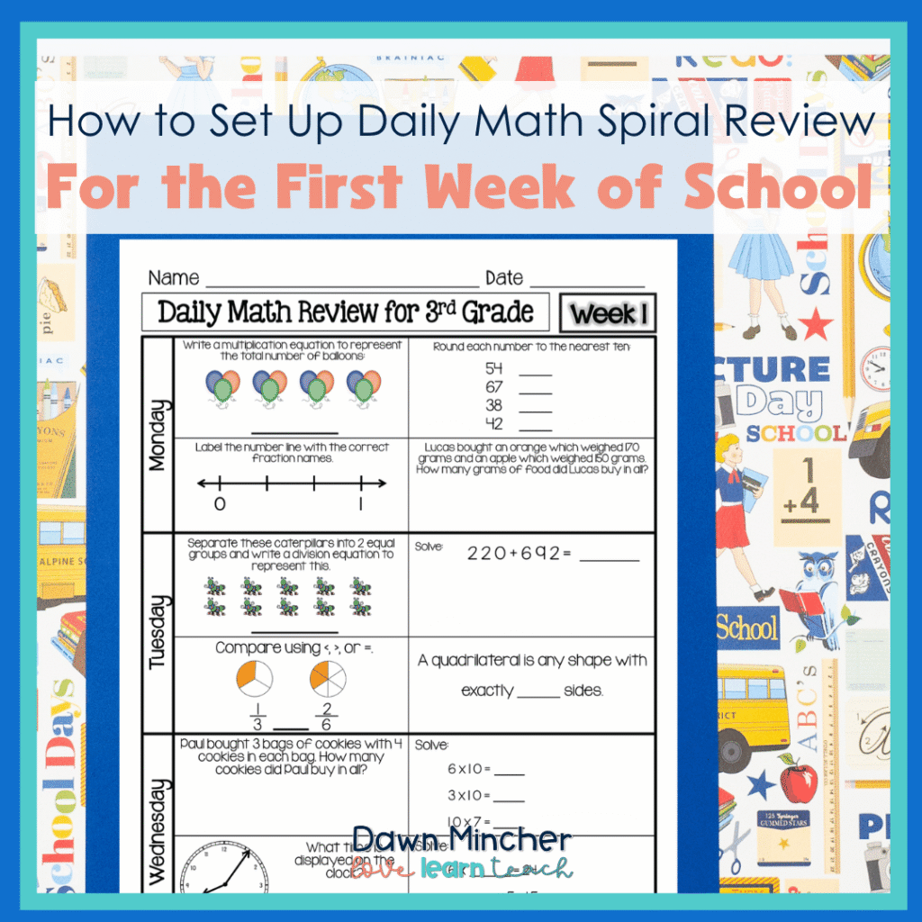 How to Set Up Daily Math Spiral Review for the First Week of School