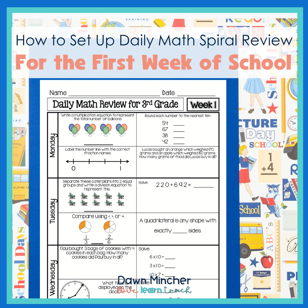 How to Set Up Daily Math Spiral Review for the First Week of School