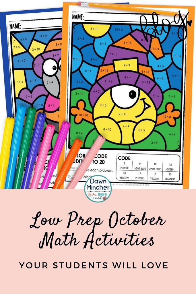 Save this post to your favorite math Pinterest board, so you have these October math ideas ready when October gets busy. A few options can help you keep math practice consistent while still giving your students some seasonal fun.