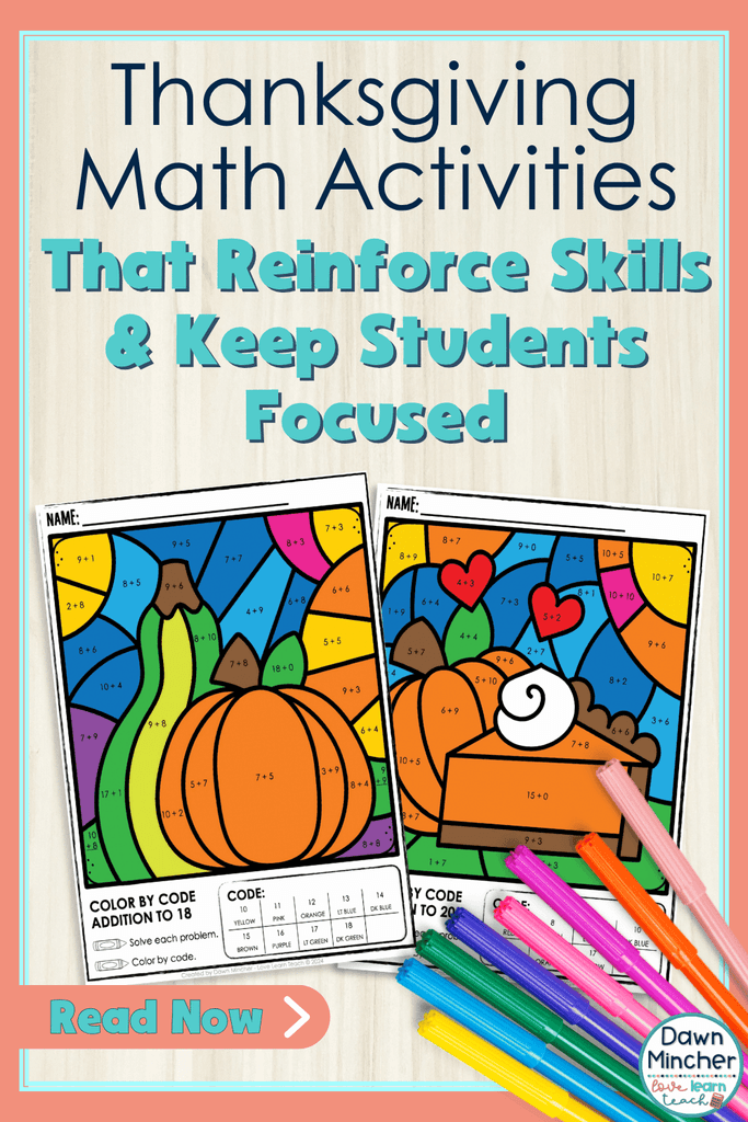 Thanksgiving will be here before you know it! Save this post to your favorite Pinterest board so you can come back to these Thanksgiving math activities when you're ready to plan your November lessons.